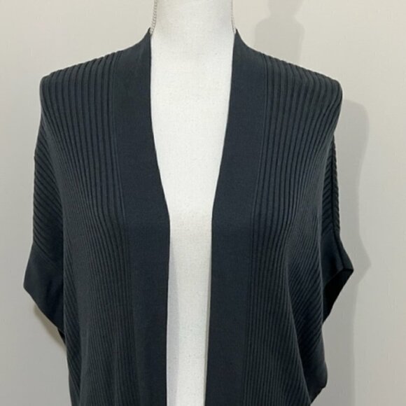 Eileen Fisher Woman Sleek Tencel Ribbed Gray Kimono Cardigan - Picture 2 of 6